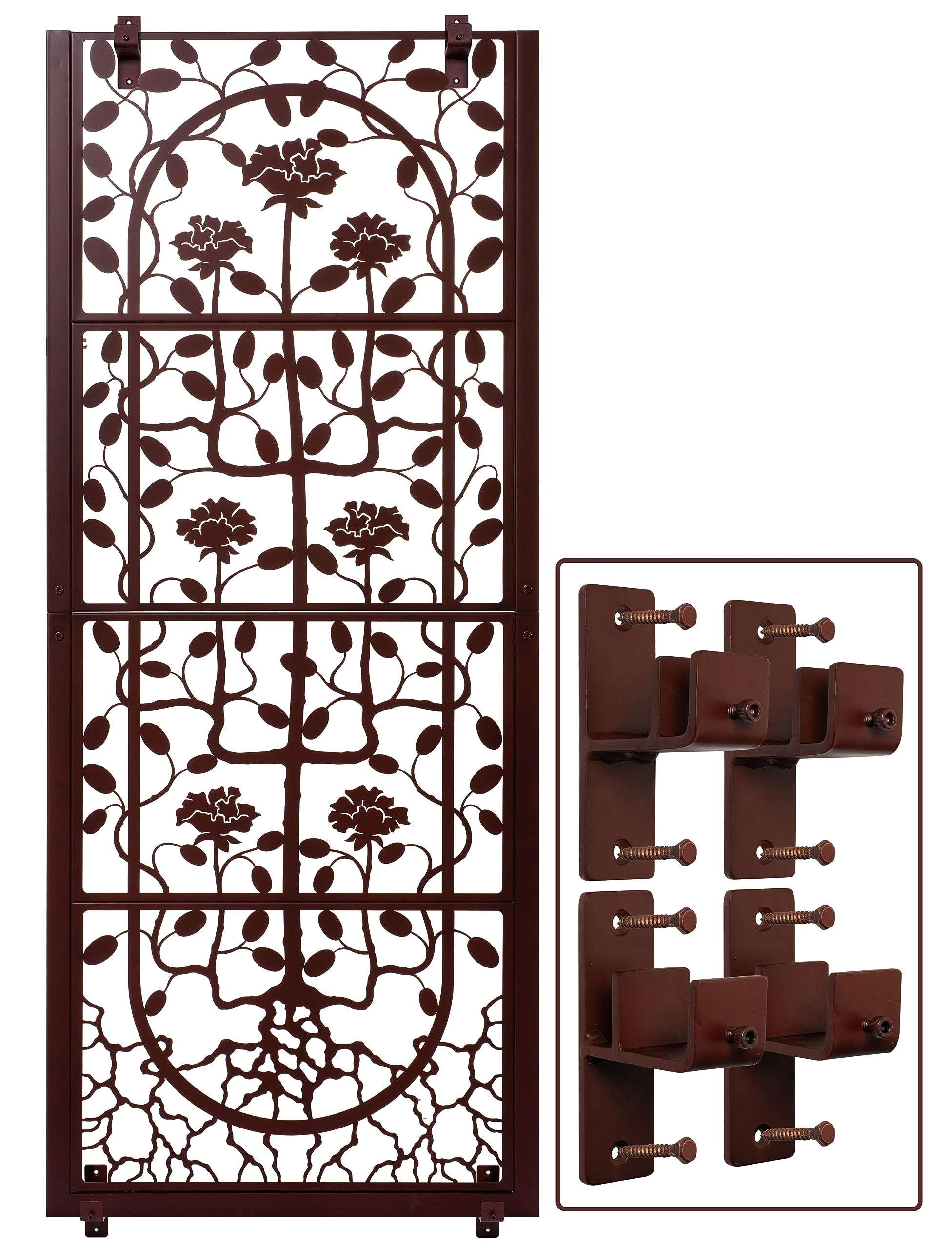 Metal Wall Trellis for Climbing Plants - Outdoor Garden Patio Balcony Decor with Wall Brackets | Privacy Screen Panel for Roses & Vines | Indoor Outdoor Use for Backyard, Deck & Home Decor
