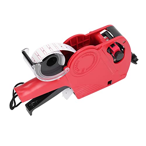 01 02 015 Multifunctional Manual Label Maker - 8-Digit Price Tagging Machine for Clothing Stores, Retail Shops & Plastic Organizers (Red) | Easy to Use Handheld Labeler for Price Tags, Inventory & Magazine Organization