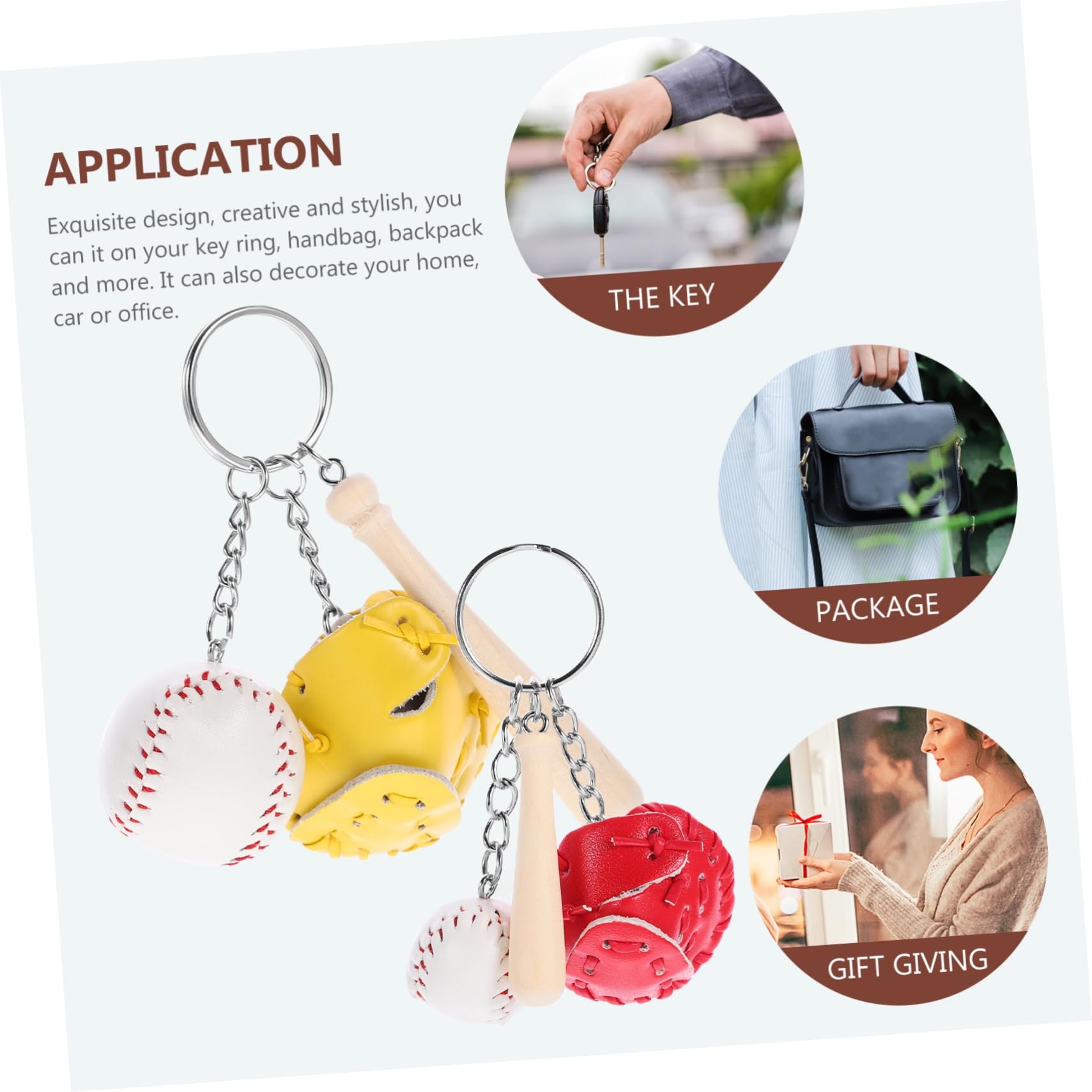 Baseball Keychain 2pcs - Softball Key Ring for Women & Sports Fans - Gift for Players