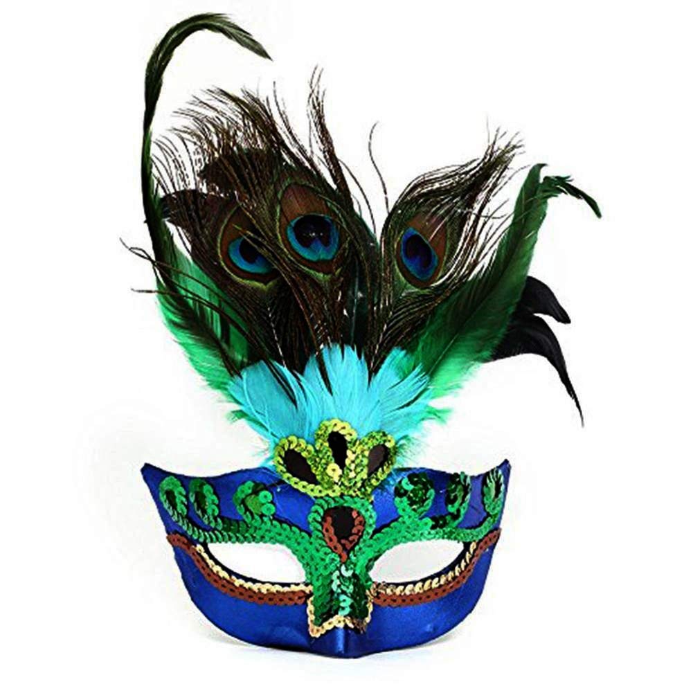 Elegant Peacock Feather Masquerade Mask for Women & Girls - Perfect for Mardi Gras, Halloween, Costume Parties & Venetian Balls