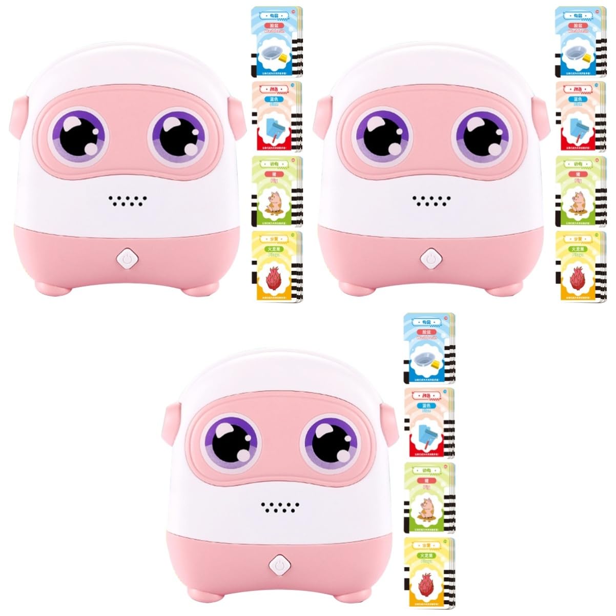 Vaguelly 3 Sets Kids Educational Reading Machine with Flash Cards - Early Learning Speech Development Toy for Children, 500mAh Rechargeable Battery, Pink - Perfect for Homeschooling, Preschool & Interactive Playtime