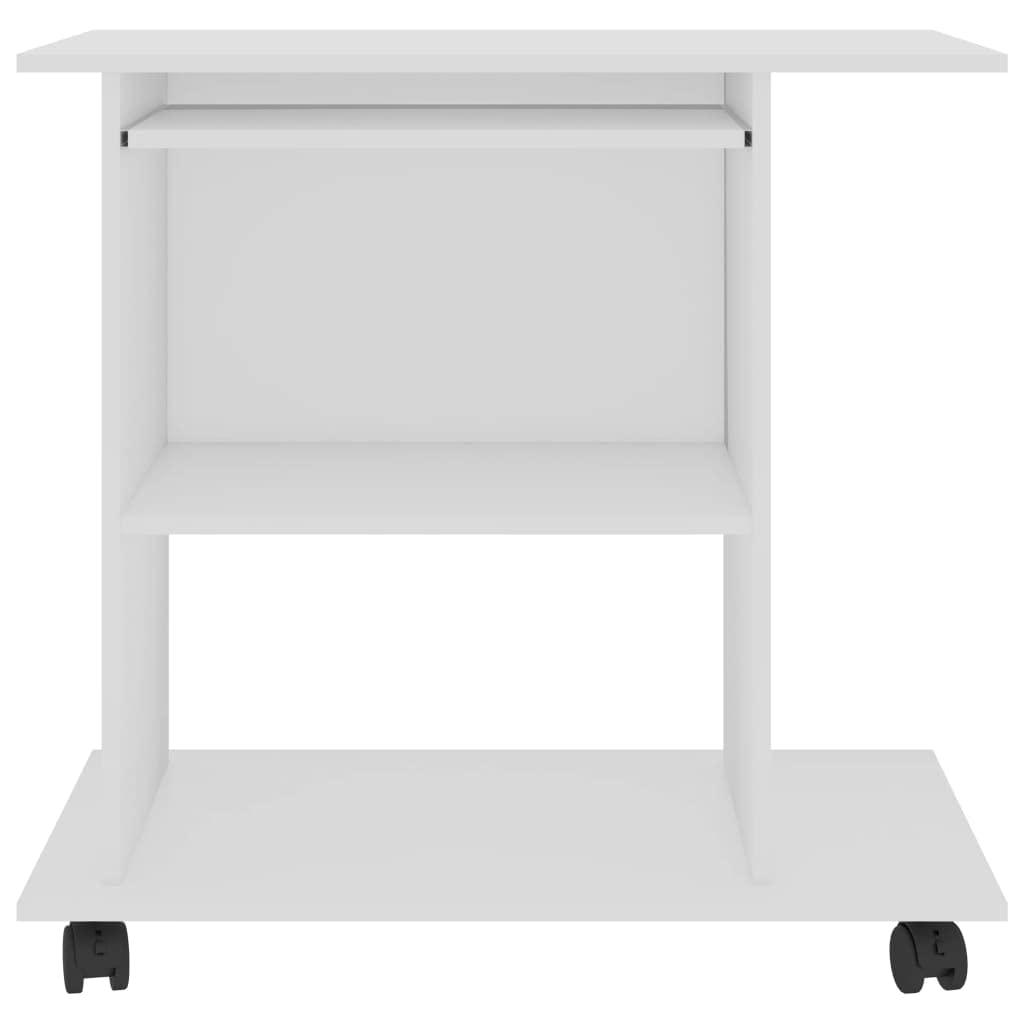 Modern White Computer Desk with Storage Shelves - 31.5