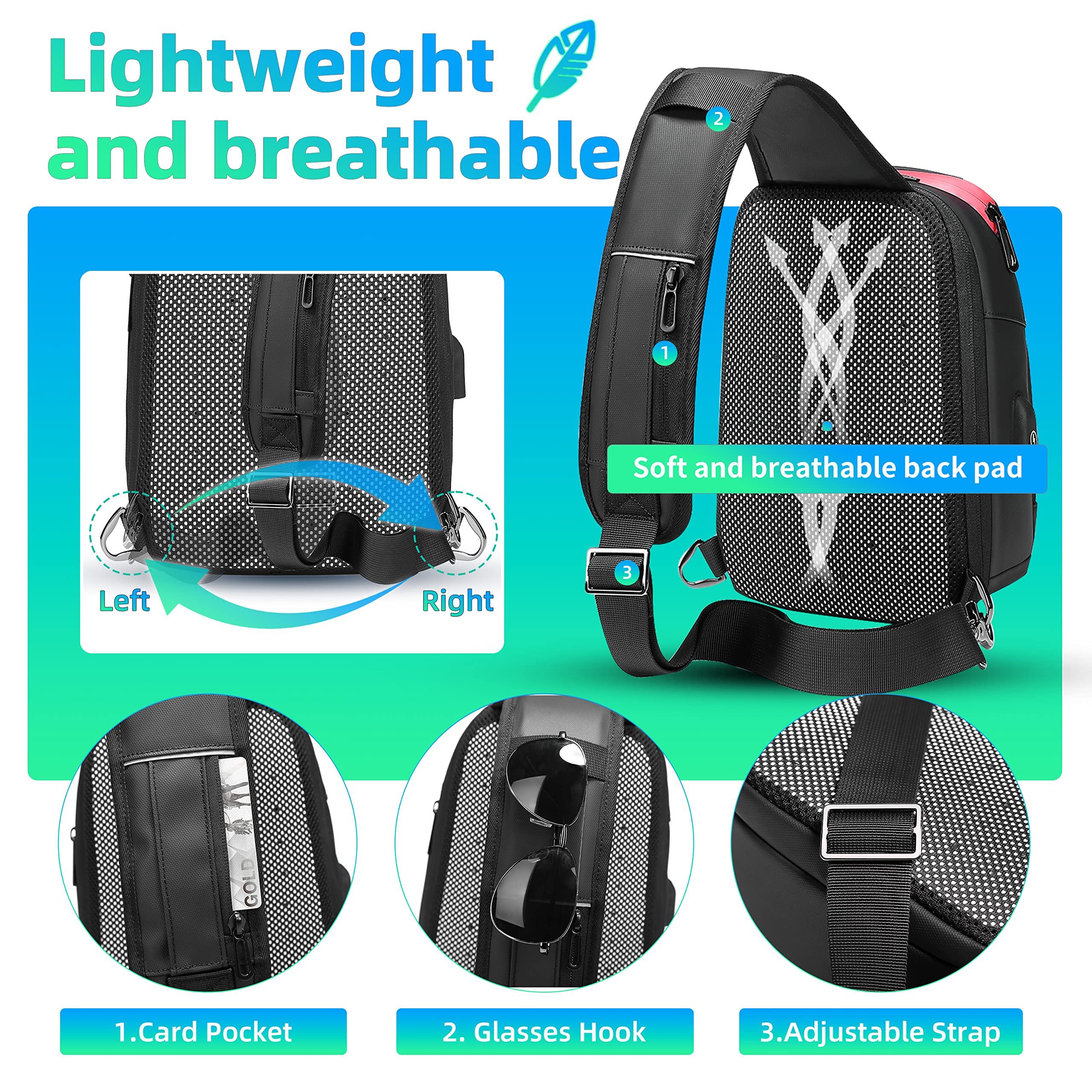 Men's Waterproof Sling Bag - Lightweight Crossbody Shoulder Bag for Travel, Hiking & Daily Use | Durable Chest Pack for Outdoor Adventures, Commuting & Work