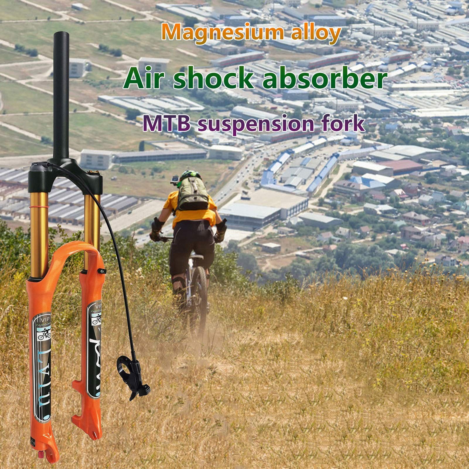 140mm Air Suspension Fork for 26/27.5/29 Inch MTB - Rebound Adjustable Straight/Tapered Tube XC/AM Mountain Bike Fork (Manual Lockout) - Perfect for Trail Riding & Cross-Country Adventures