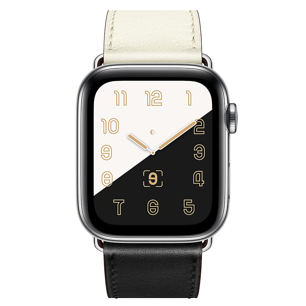 Genuine Leather Band for Apple Watch 38mm 40mm 41mm 42mm 44mm 45mm - Compatible with Series 7/6/5/4/3/2/1/SE - Premium Replacement Strap for Workouts, Office & Casual Wear