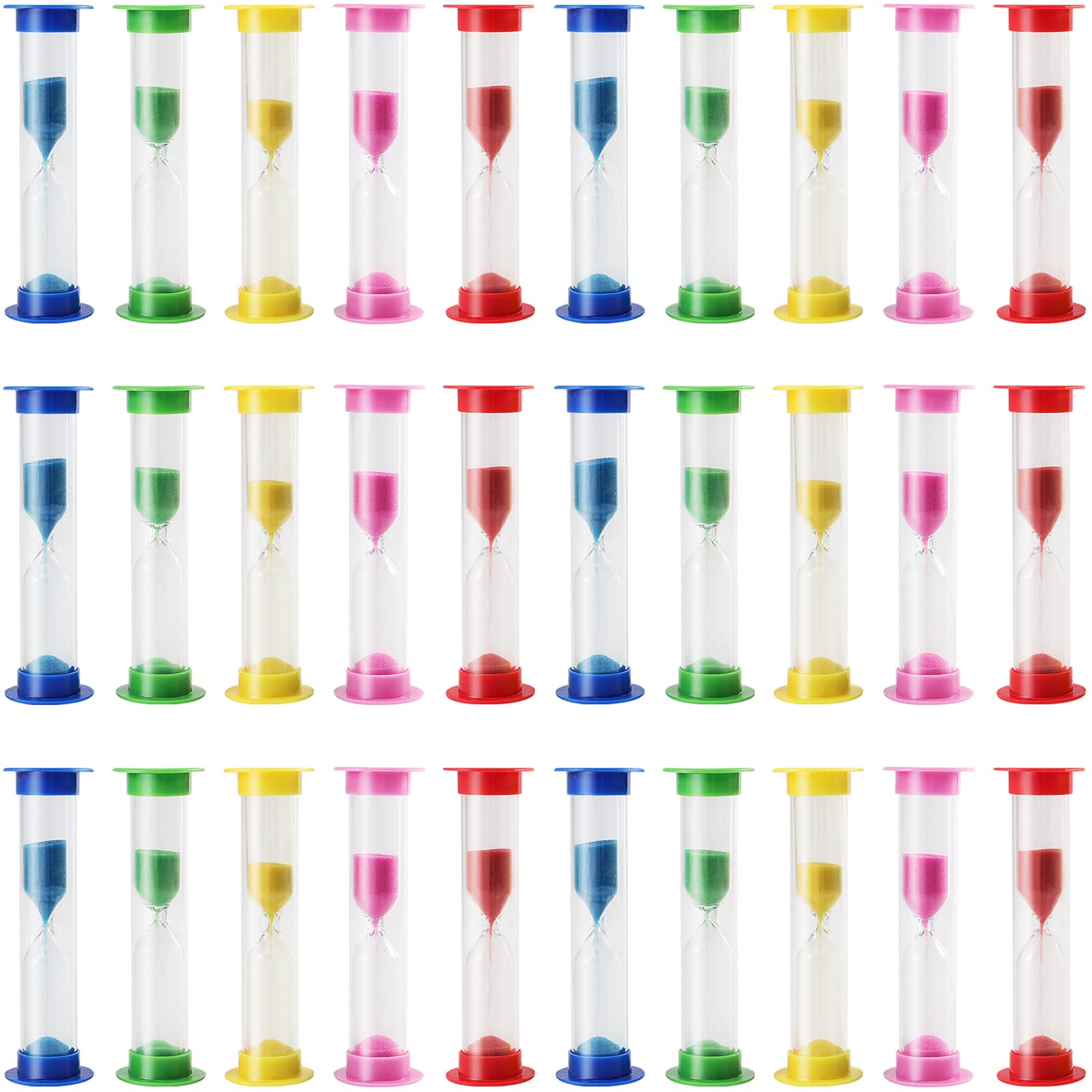 30 PCS 1 Minute Colorful Plastic Sand Timers - Visual Sand Clock Countdown Timer for Classroom, Office, Kitchen Decor & Party Favors - Perfect for Games, Cooking, Meetings & Kids' Activities