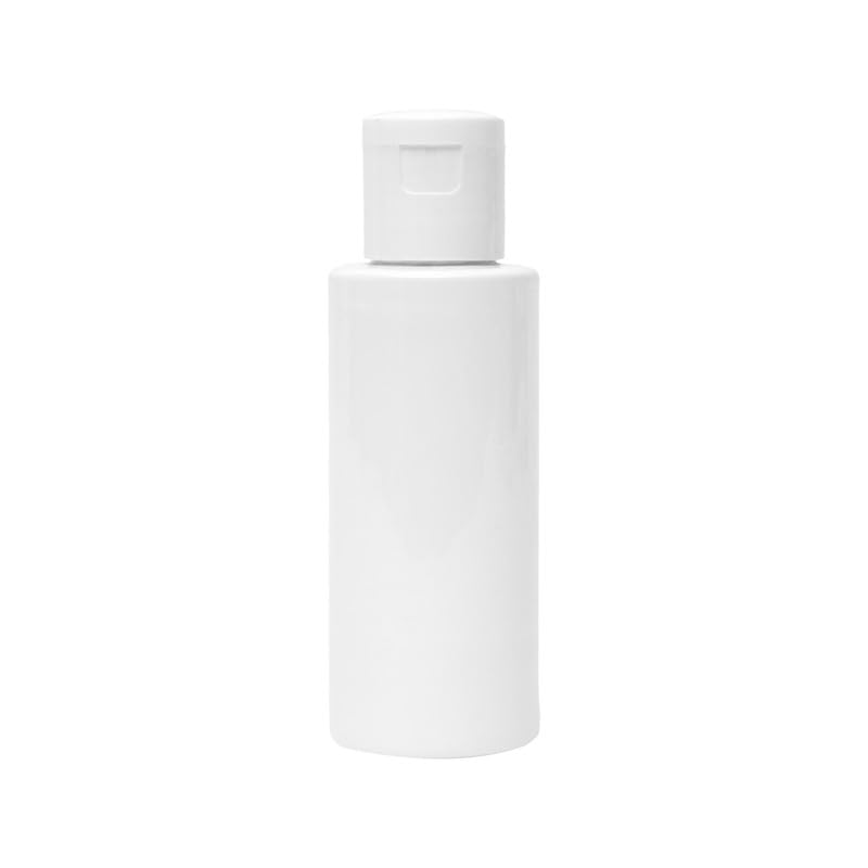 Round White HDPE Plastic Bottles 50ml (Pack of 4) with Flip-Top Cap - Leakproof Travel Containers for Essential Oils, Serums, DIY Skincare, Cosmetics - Perfect for Home Use & Travel Accessories