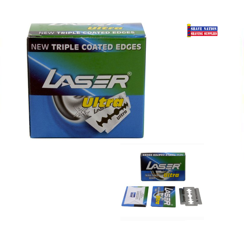 Laser Ultra DE Razor Blades 50 Count - Premium Double Edge Safety Razor Blades for Men & Women - Smooth Shaving for Face, Legs & Body - Sharp, Durable & Comfortable