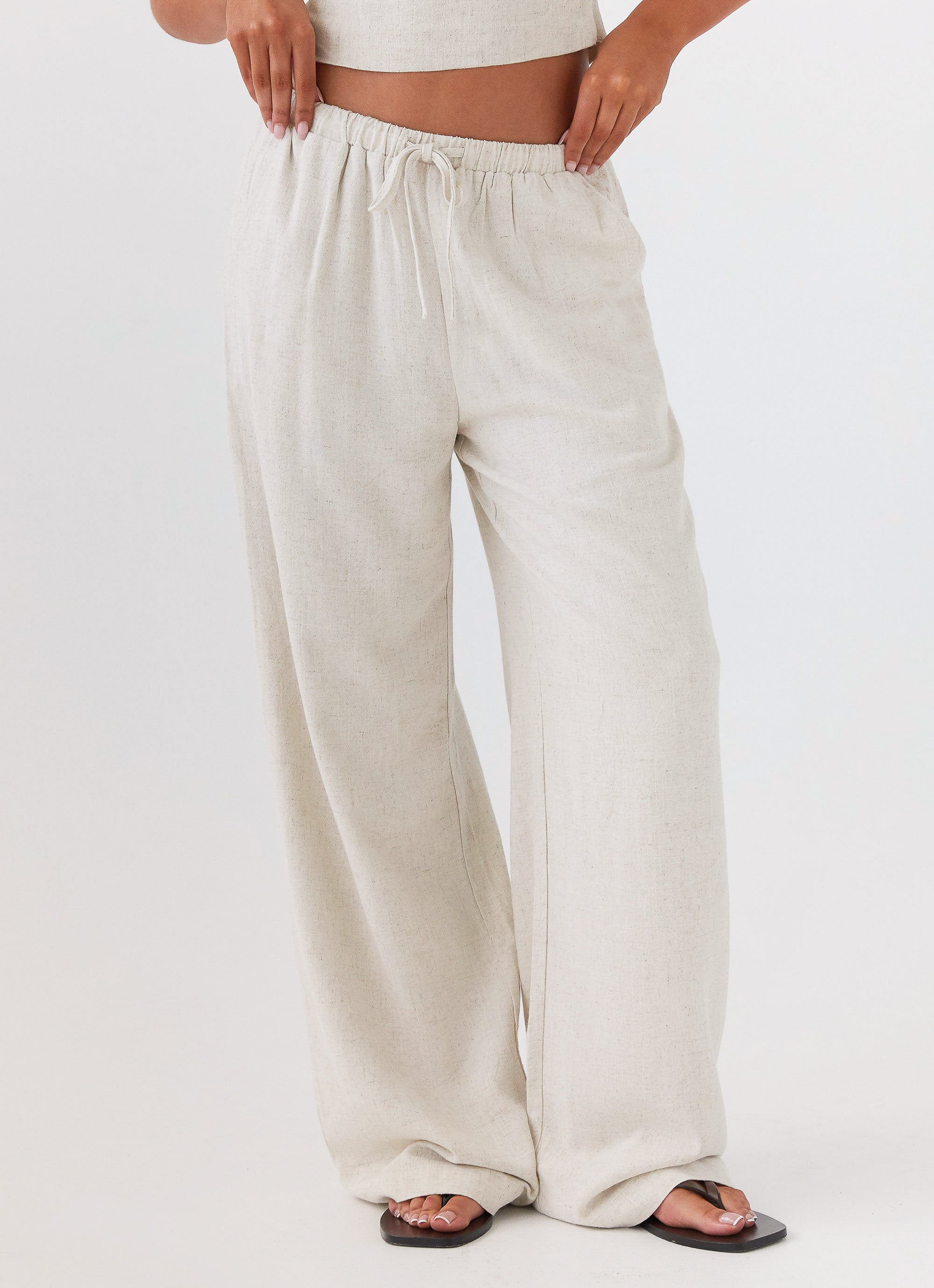 Fresh Face Linen Pants for Women - Soft & Breathable Oatmeal Color Loungewear - Perfect for Yoga, Travel & Relaxation at Home