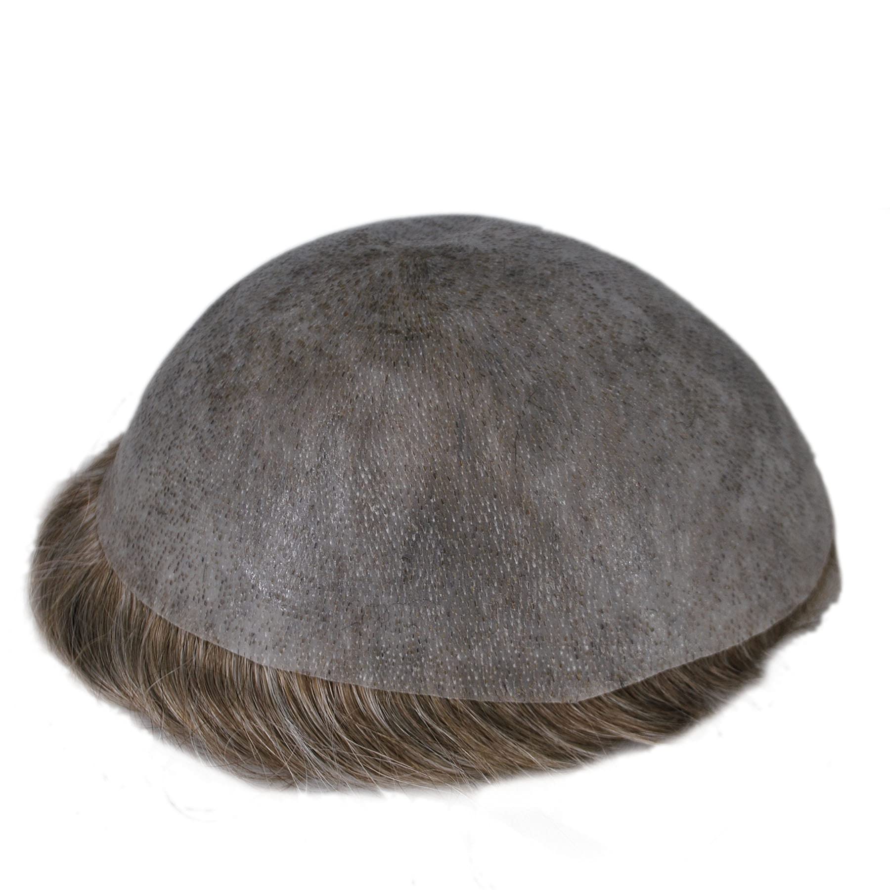 Men's Grey Hair Toupee - 100% Human Hair Replacement System - Light Brown Mixed with White - Style #660 - In Stock - Perfect for Thinning Hair & Bald Spot Coverage - Great for Daily Wear & Special Occasions