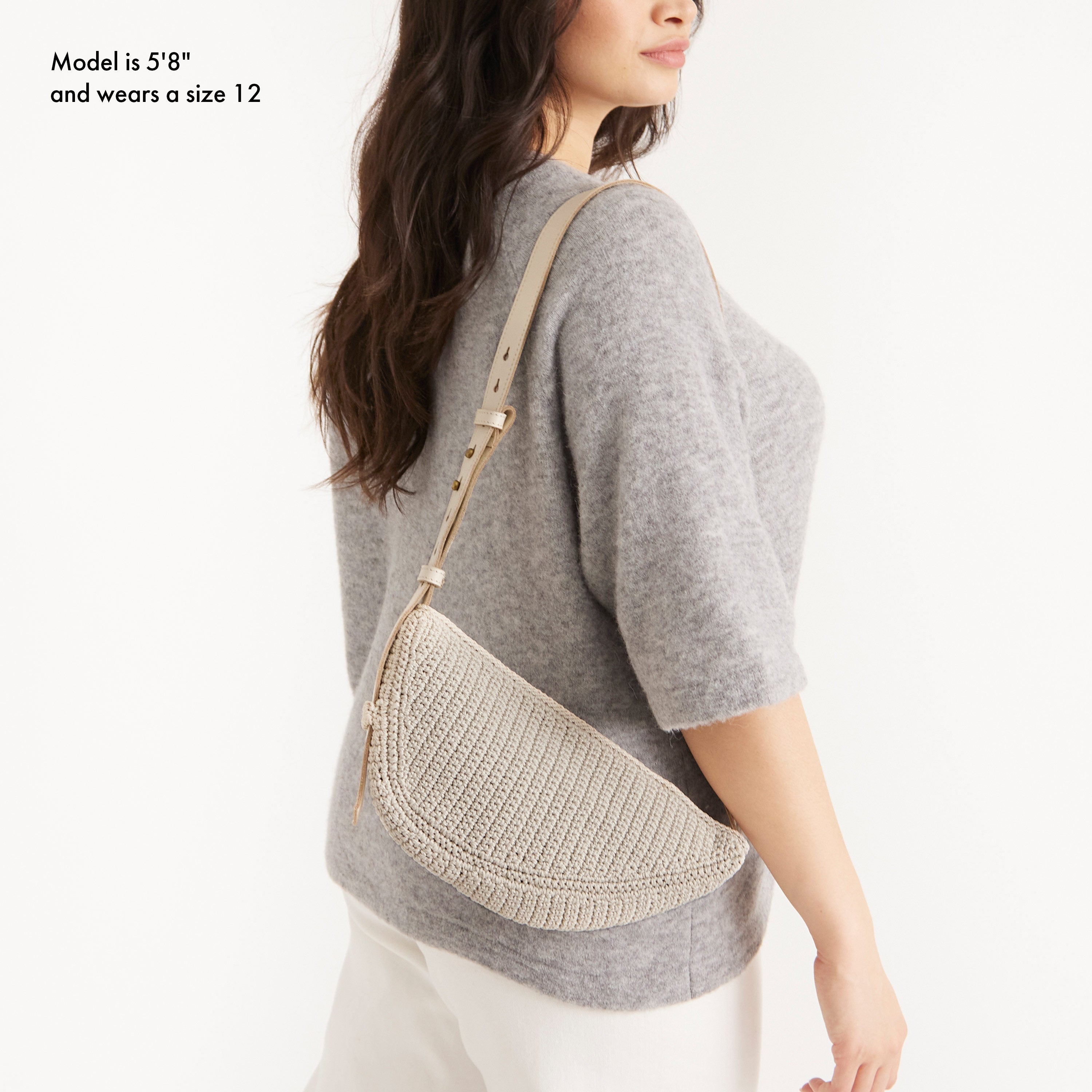 Handmade Crochet Tess Sling Bag in Ecru - Boho Chic Shoulder Purse for Women, Perfect for Beach, Travel & Everyday Use