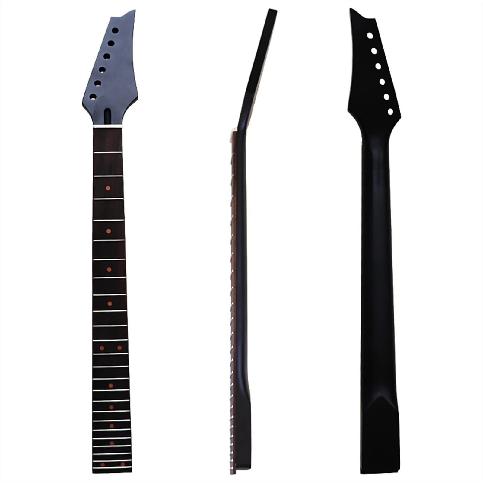 Premium 6-String Electric Guitar Neck - Canadian Maple with Rosewood Fingerboard, 24 Frets, Full Black Finish - Perfect for DIY Guitar Building, Repairs & Upgrades