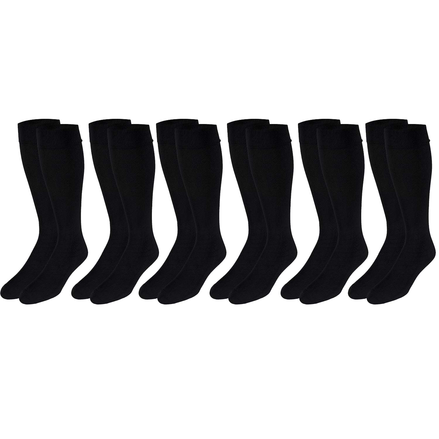 Best Travel Compression Socks for Men & Women - 15-20 mmHg Knee High Support Socks (6 Pairs, Black, Medium) - Perfect for Long Flights, Running & Nursing