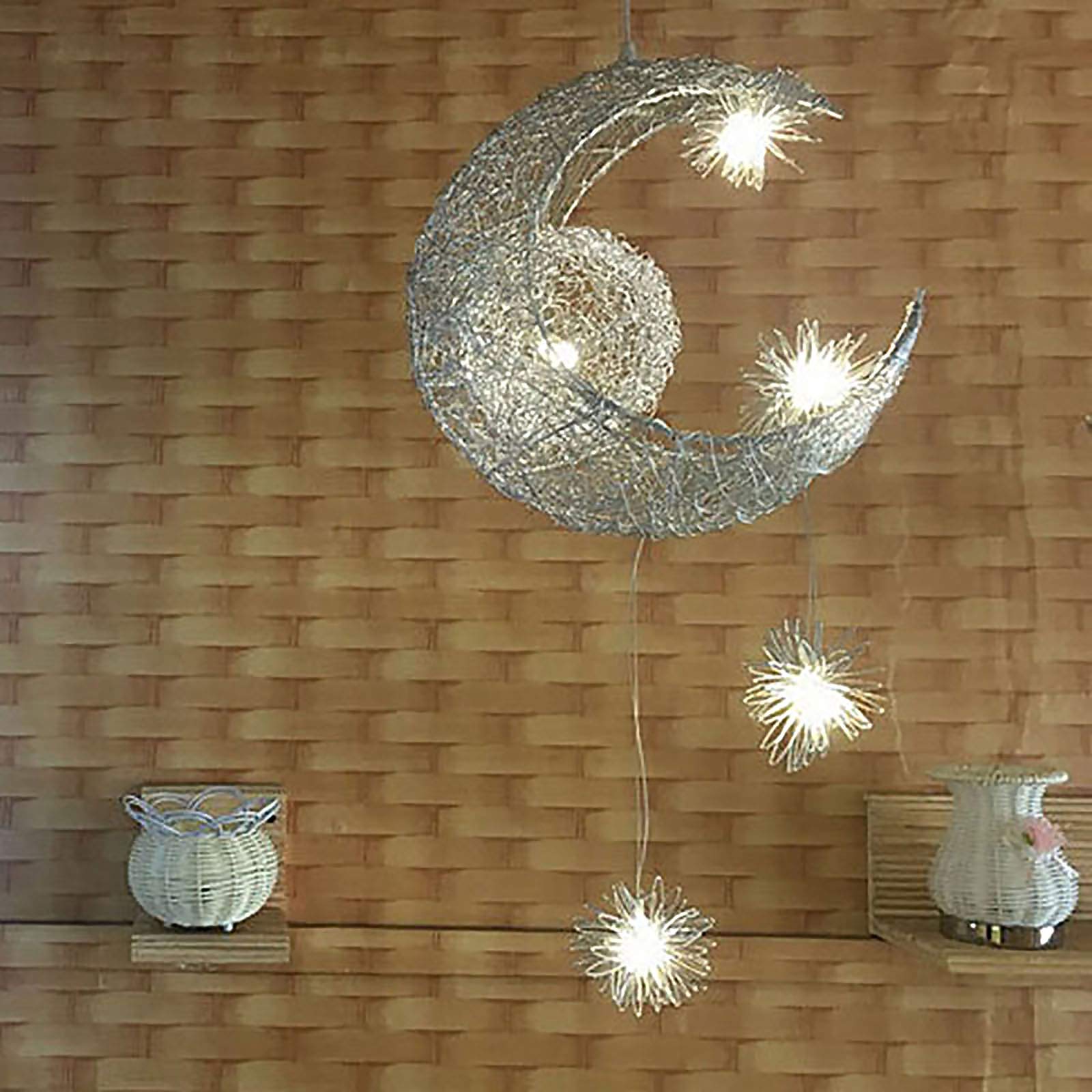UNISOPH Moon Star LED Pendant Light - Modern Nursery & Kids Room Lighting for Bedroom, Living Room - Perfect for Children's Bedroom Decor & Night Light Use