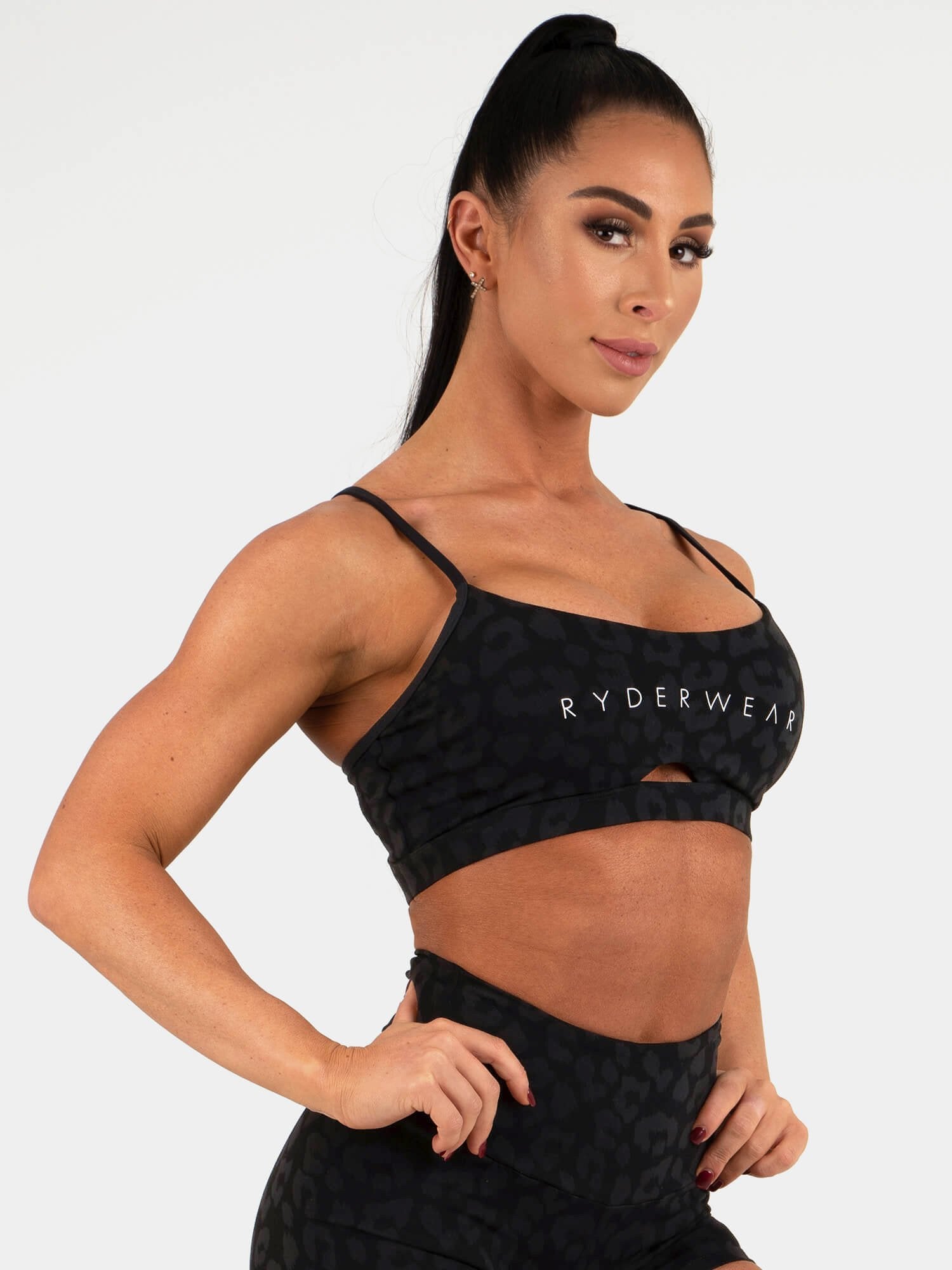 Animal Print Sports Bra - Leopard & Black - Perfect for Yoga, Running & Gym Workouts