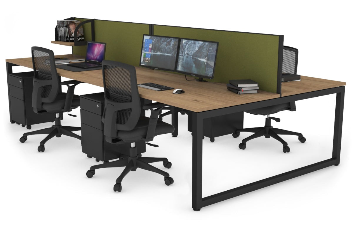 Quadro Loop Legs 4 Person Office Workstation - 1800L x 800W with Cable Management Scallop - Ideal for Collaborative Workspaces & Open Office Environments