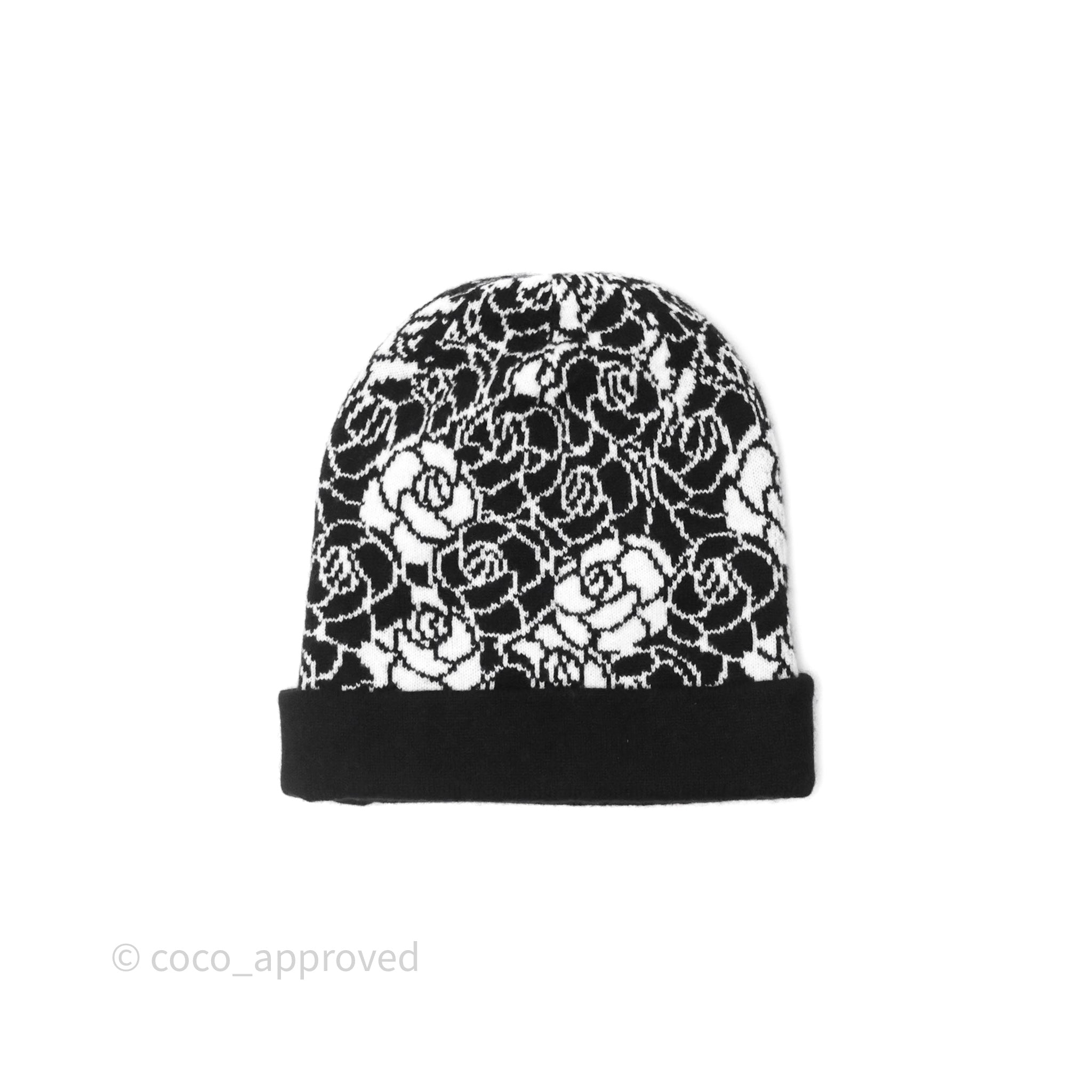 Chanel Cashmere Printed Knit Beanie Hat - Luxury Winter Warm Soft Unisex Fashion Accessory for Women & Men - Perfect for Skiing, Snowboarding & Cold Weather Outfits