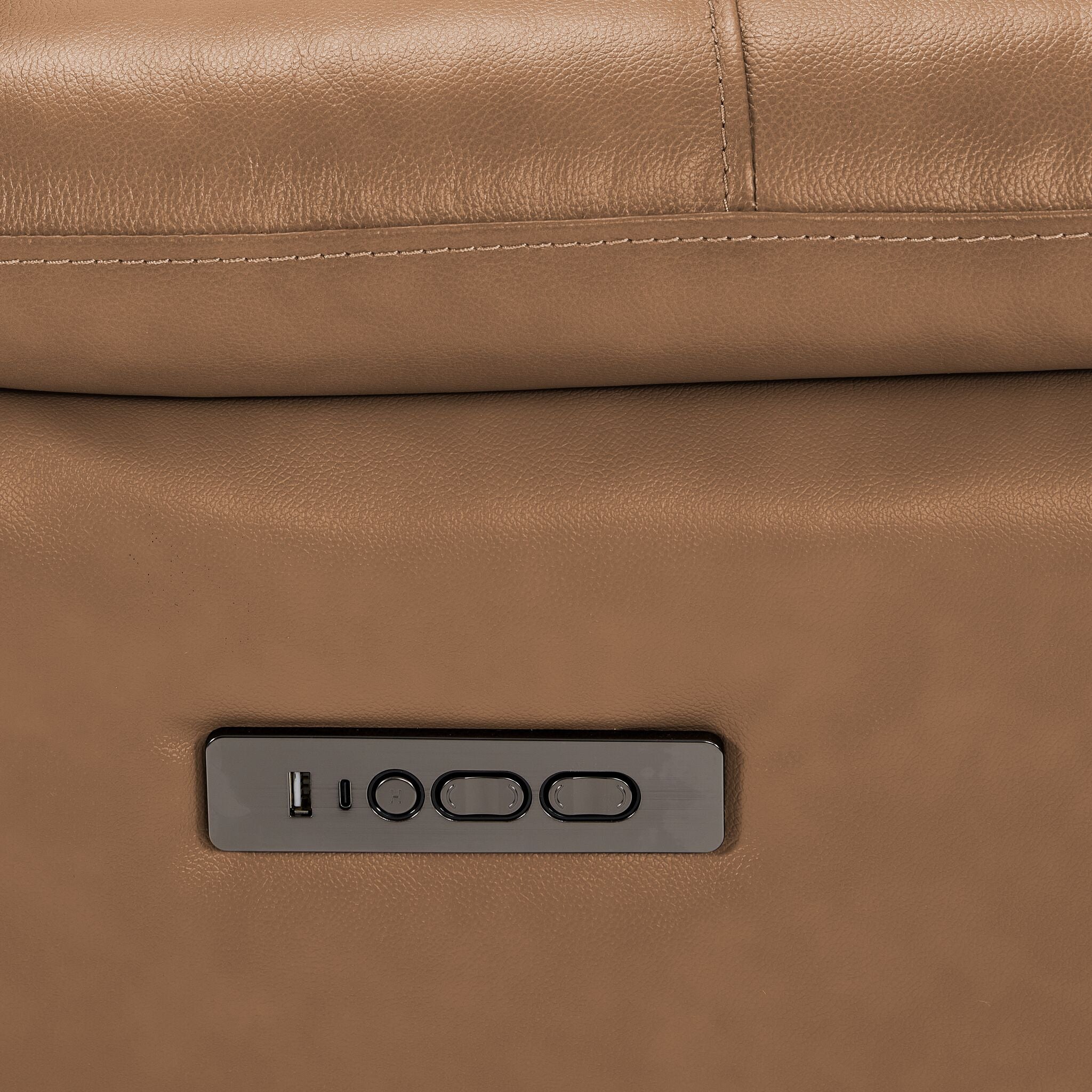 Allie Leather Dual Power Reclining Sofa and Loveseat Set in Canyon Brown - Modern Living Room Furniture with USB Charging - Perfect for Family Movie Nights and Home Theater Relaxation