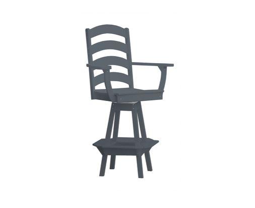 A & L Furniture Ladderback Swivel Bar Chair with Arms - Modern Counter Height Stool for Kitchen Island, Breakfast Nook & Home Bar