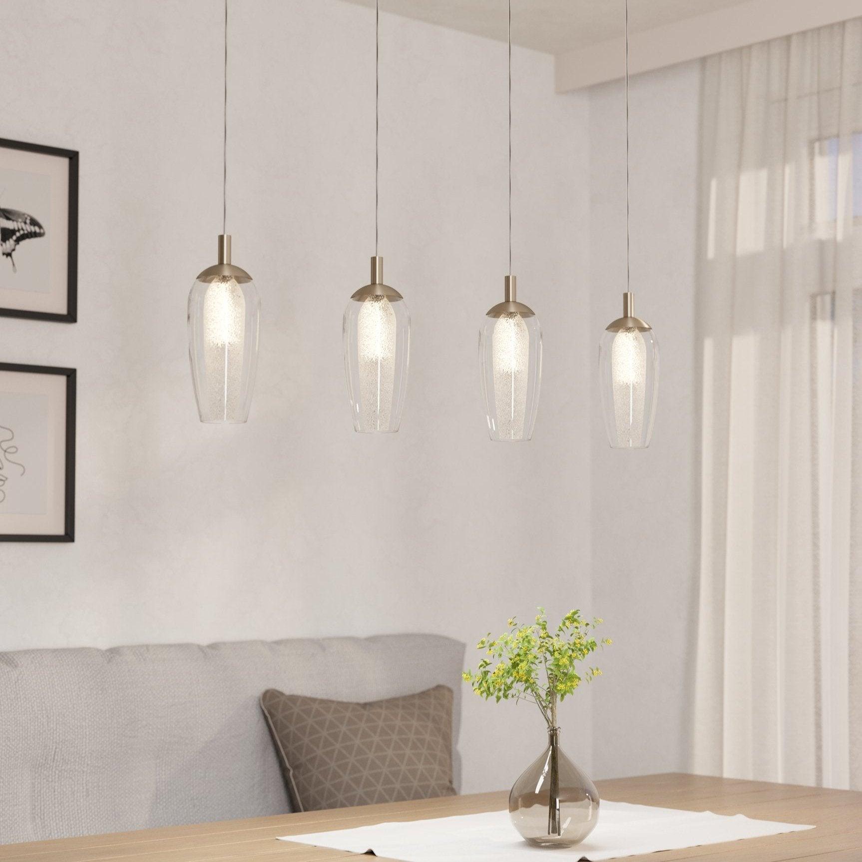 Eglo Farsala 4-Light Modern Ceiling Pendant with Smoked Black Finish & Clear Glass Shades - Perfect for Dining Room, Kitchen Island or Entryway Lighting