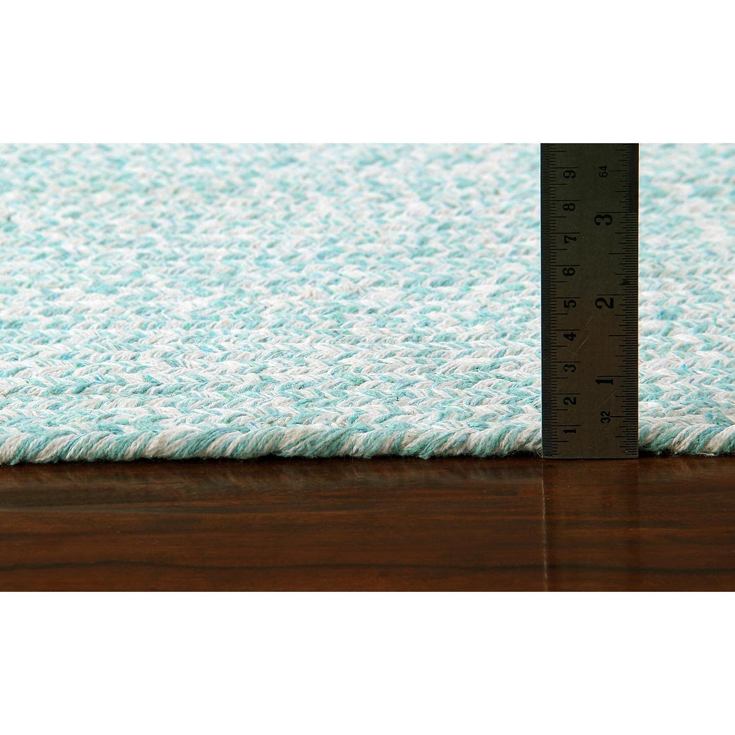 Super Soft Braided Farmhouse Area Rug - Reversible Cotton Kitchen Carpet in Turquoise & White, 6' Round - Perfect for Farmhouse Decor, Living Room, Bedroom & Dining Area