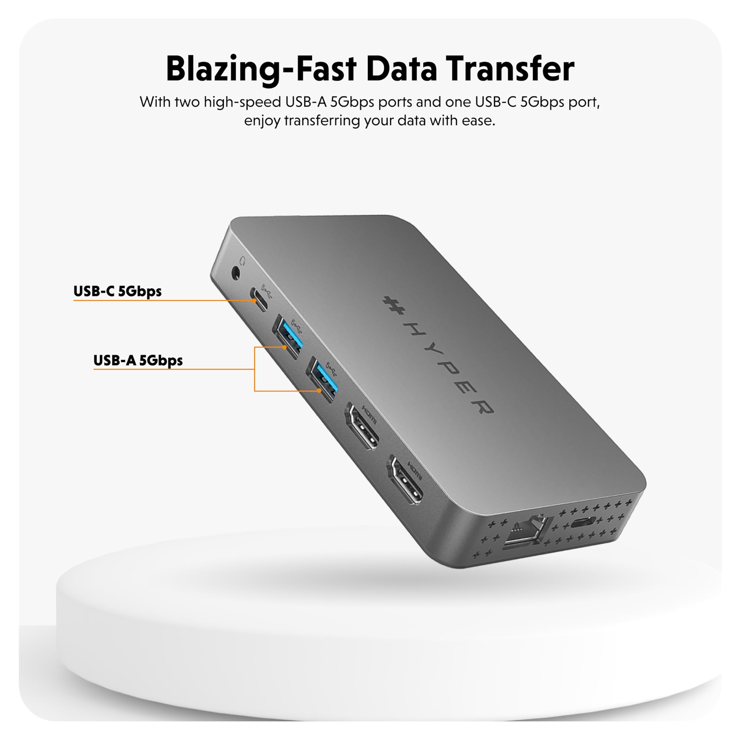 HyperDrive 4K Dual HDMI 10-in-1 USB C Hub - Dual 4K HDMI, Gigabit Ethernet, USB-A/C, 100W PD, SD/MicroSD, 3.5mm Audio - Compatible with MacBook Pro/Air (M1), Windows PC, Chromebook - Perfect for Home Office, Gaming & Video Conferencing