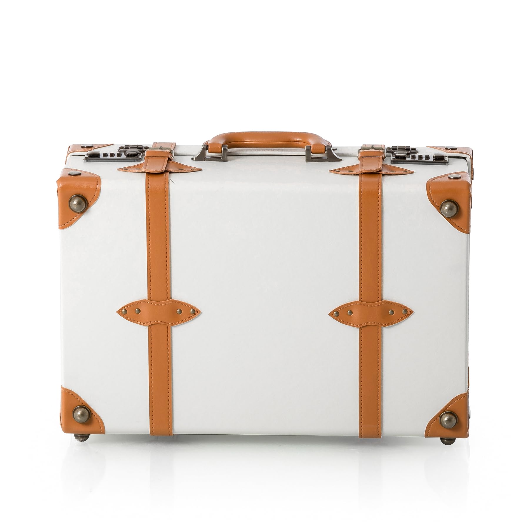 18 Inch Vintage Pearl White PU Carry On Suitcase for Women with Combination Locks - Perfect for Overnight Travel, Weekend Getaways & Airplane Cabin Luggage | COTRUNKAGE