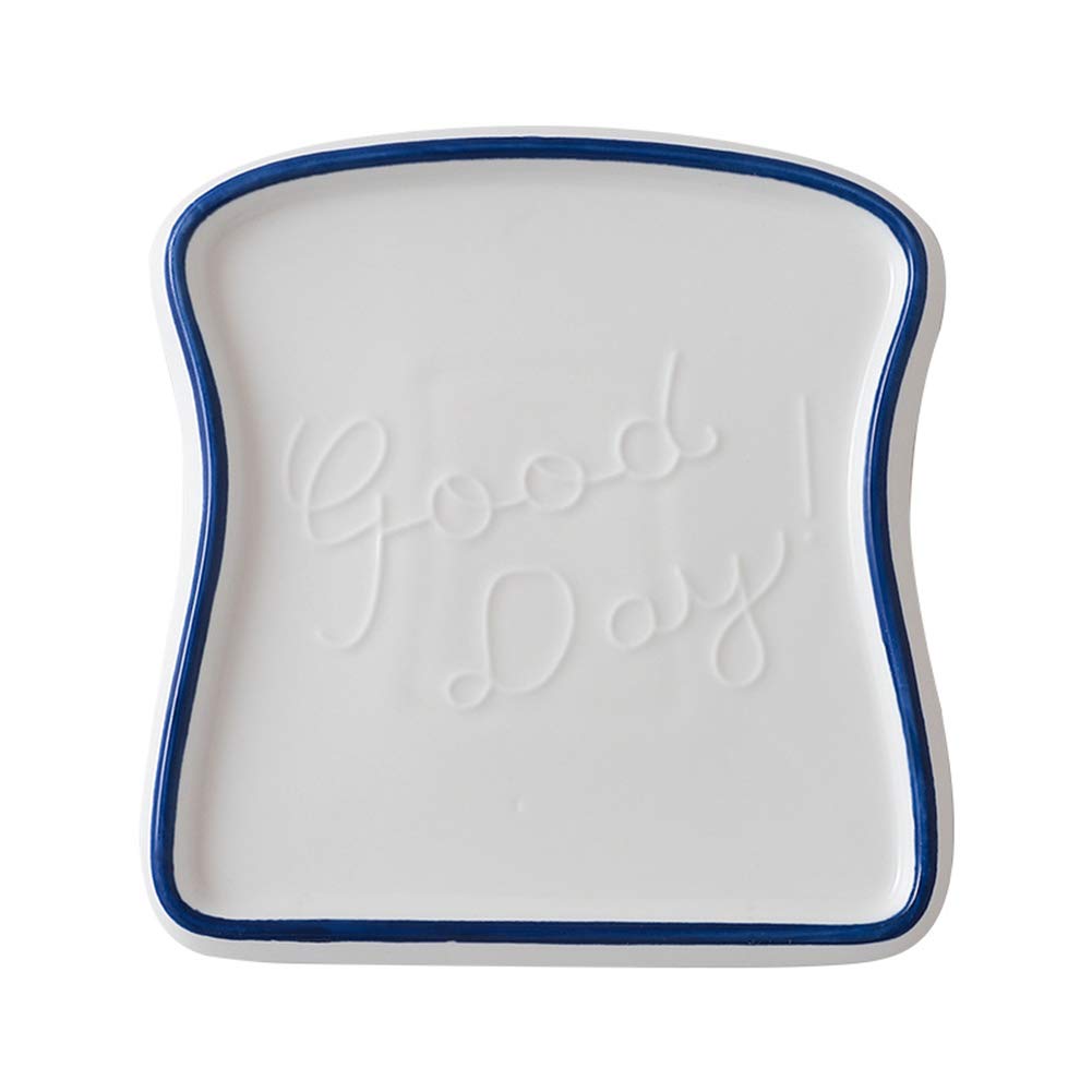 Creative Bread Shape Plate - Toast Bread Ceramic Dish Set for Home Baking | Western Style Bread Inspired Design | Perfect for Dessert, Sara Breakfast & Brunch (Blue)