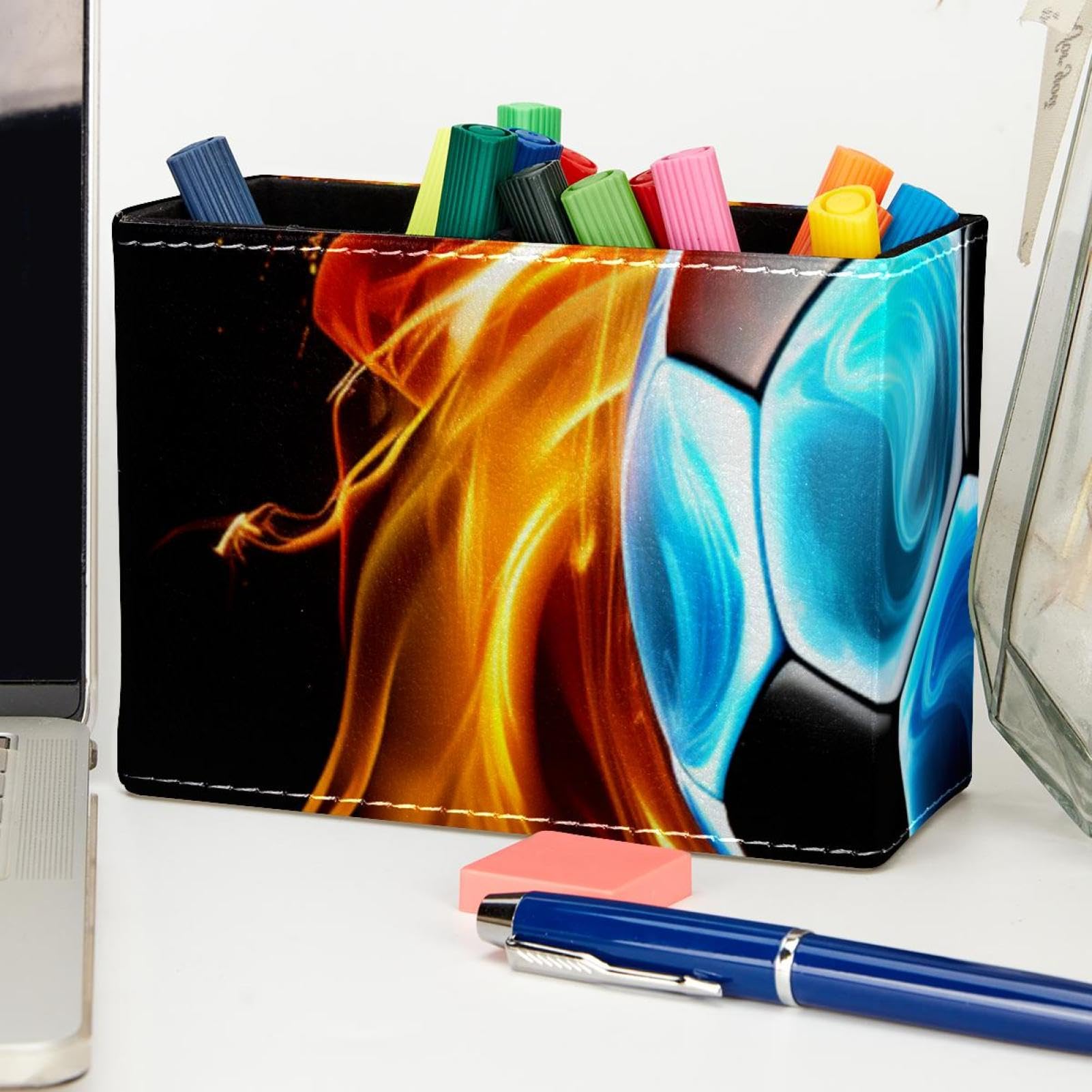 Flaming Football Pen Holder for Desk - Stylish Pencil Organizer for Office & School Supplies - Perfect for Home, Office, and Classroom Organization