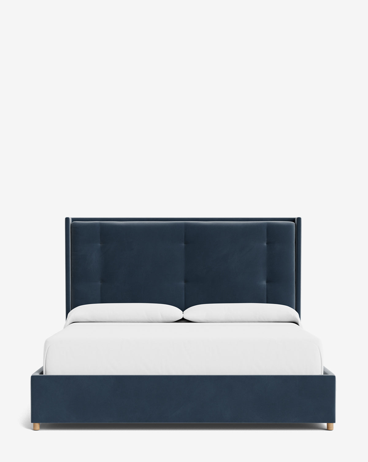 Luxury Ria Upholstered Bed Frame - Queen Size Platform Bed with Soft Fabric Headboard - Modern Bedroom Furniture for Master & Guest Rooms