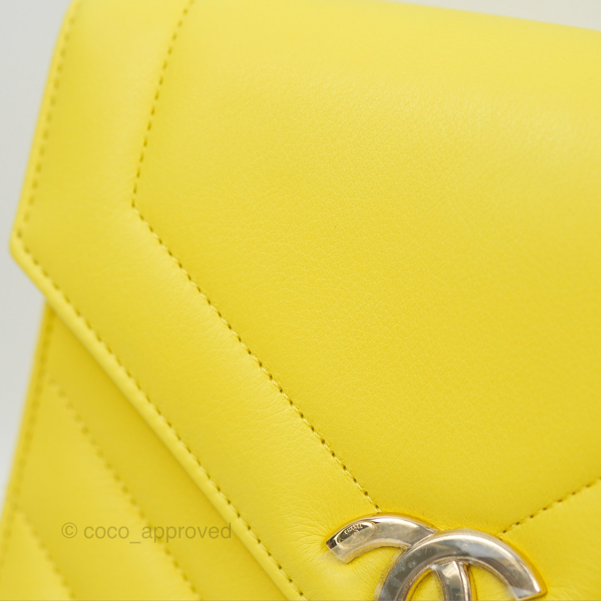 Chanel Chevron Square Envelope Flap Bag in Yellow - 19C Collection | Luxury Crossbody Bag for Women, Perfect for Parties & Evening Events