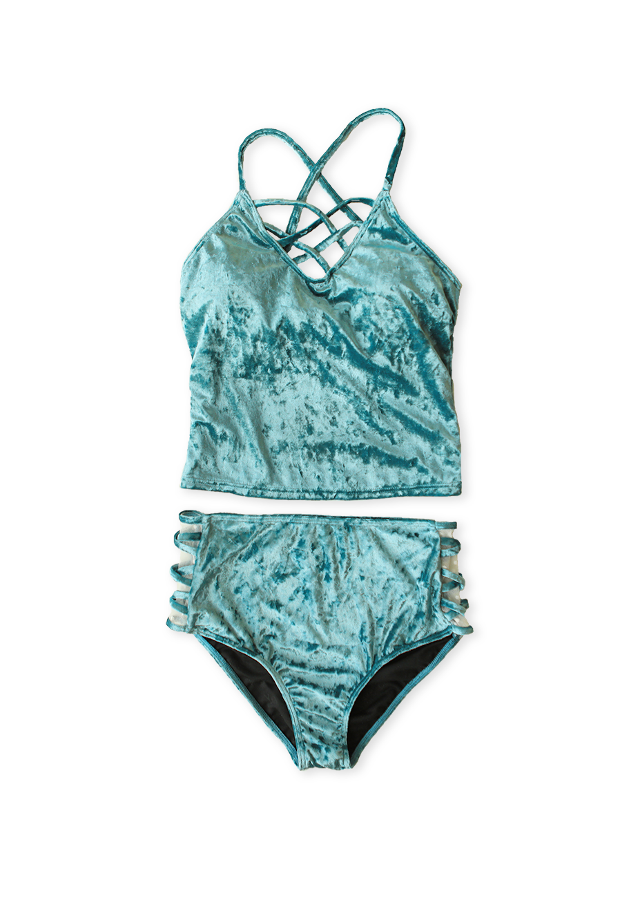 Nikki Velvet Tankini Swimsuit for Women - $20 | Stylish Two-Piece Bathing Suit for Beach, Pool & Summer Vacations