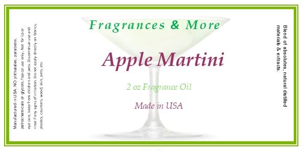 Premium Apple Martini Fragrance Oil - 2oz (60ml) Candle Making Scent, Soap & Home Fragrance Oil | Essential Oil for Aromatherapy, DIY Candles, Bath Products & Room Diffusers | Long-Lasting Scent for Relaxation & Home Spa