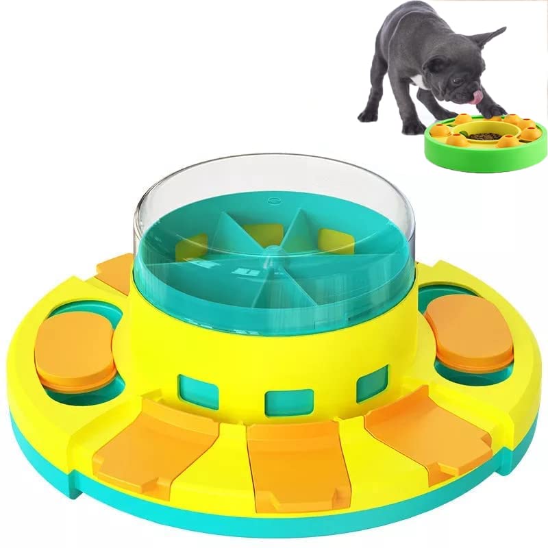 2022 Interactive Dog Puzzle Toy - Treat Dispensing & Slow Feeder for Training, IQ Boosting Spinning Food Dispenser - Improves Digestion & Mental Stimulation for Dogs (Blue) | Perfect for Boredom Relief, Mealtime Enrichment & Obedience Training