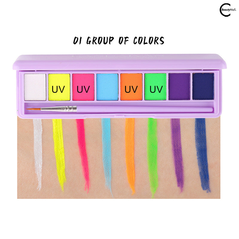 HANDAIYAN Fluorescent Eyeshadow Palette - 12 Vibrant Colors, Long-Lasting & Pigmented - Perfect for Parties, Raves & Night Out Makeup Looks