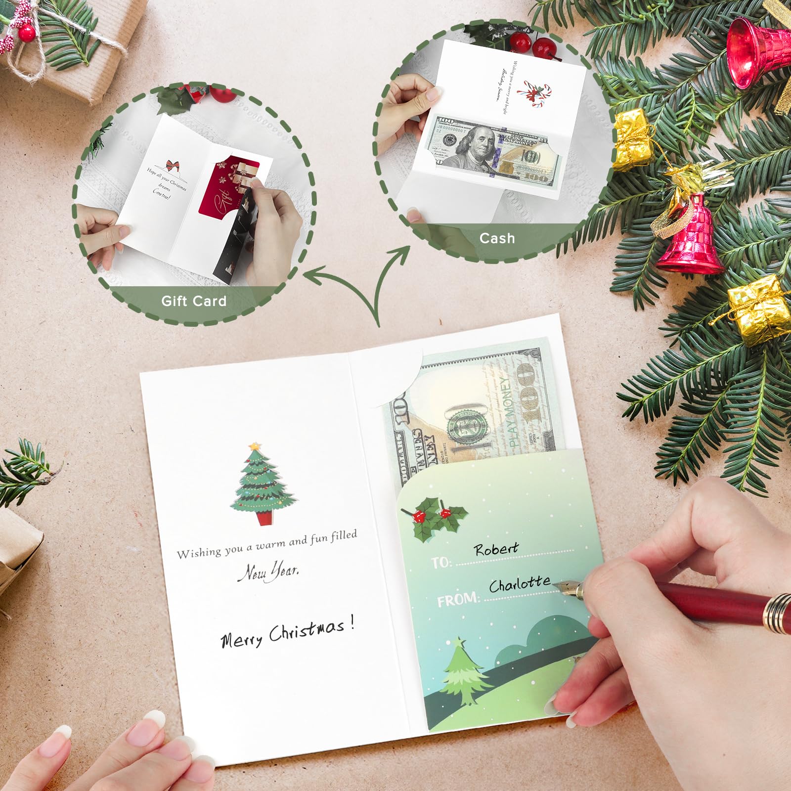 20 Pack Christmas Money Cards with Envelopes - Holiday Cash, Check & Gift Card Holders - Perfect for Gifting, Stocking Stuffers & Office Exchanges