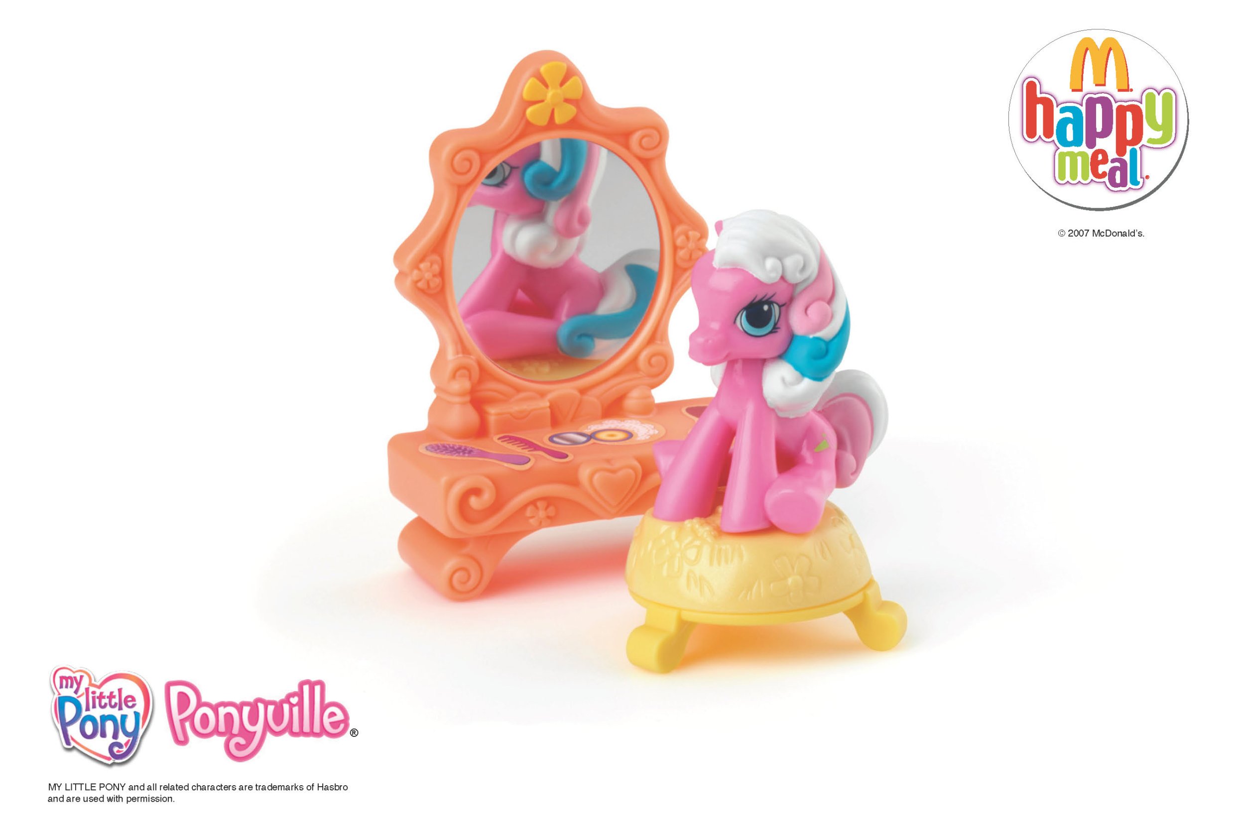 2007 McDonald's My Little Pony #8 Cotton Candy Pony with Vanity - Rare Collectible Toy for MLP Fans & Vintage Toy Collectors - Perfect for Display, Gifts, and Nostalgic Collections