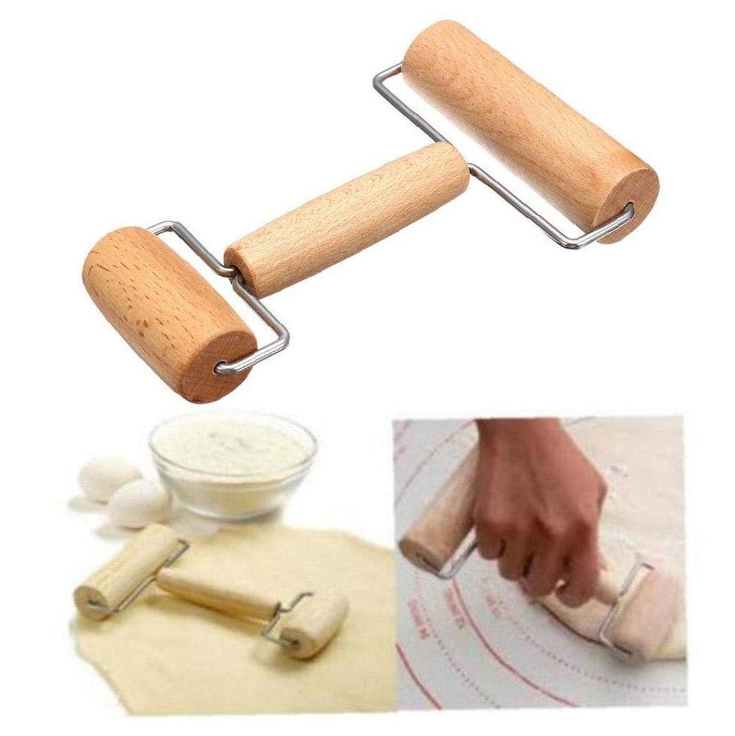 Wooden Double-Sided Dough Rolling Pin for Bread, Pastry, Pie & Pizza Baking - Perfect for Home Kitchens & Professional Bakeries