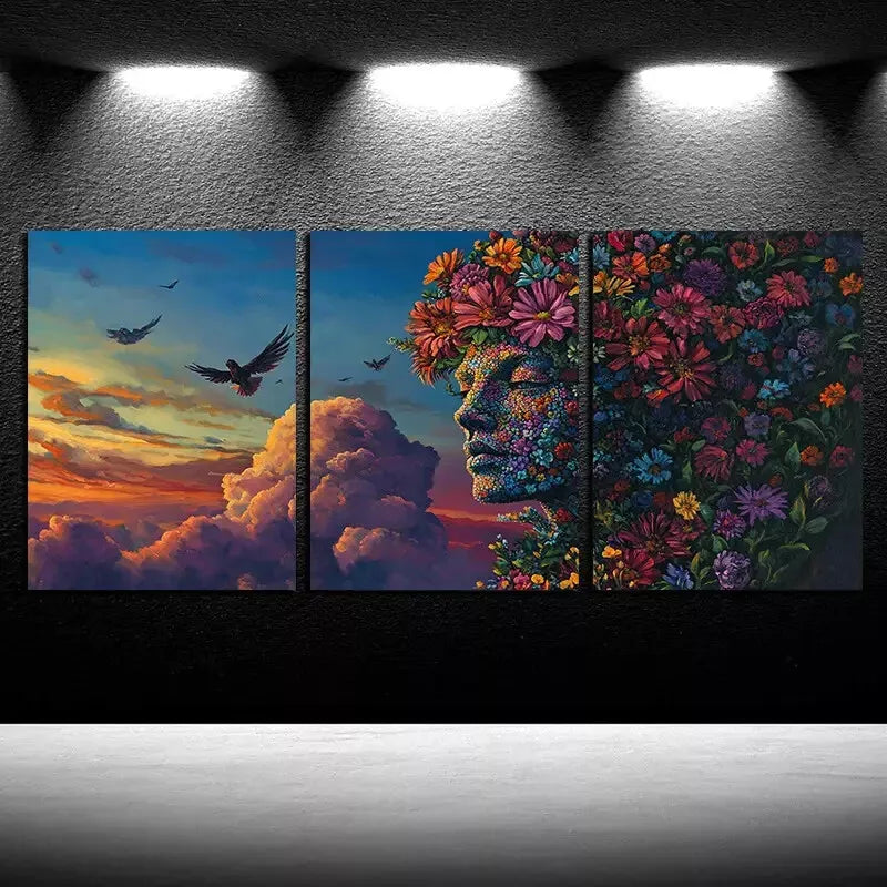 3-Piece Fantasy Art of Mother Gaia Wall Art Set - Framed Canvas 50x70cm | High Quality Print | 100% Australian Made | Ready to Hang | Perfect for Living Room, Bedroom & Office Decor