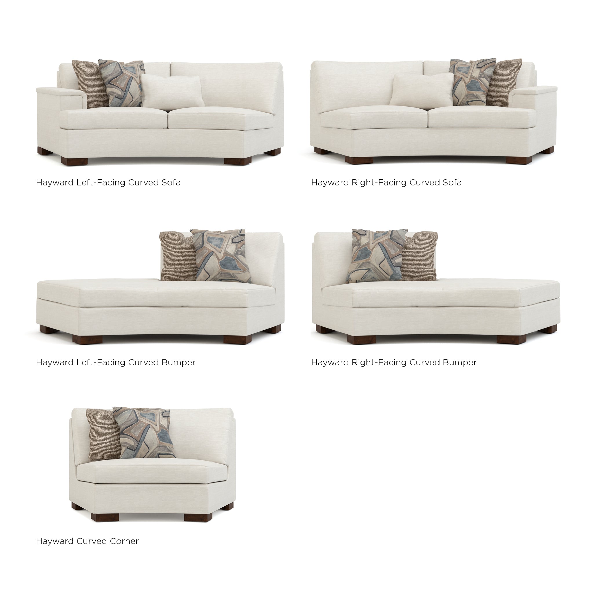 Hayward Small Curved Sectional Sofa - Modern L-Shaped Couch with Reversible Chaise for Living Room, Apartment & Lounge | Comfortable Fabric Upholstery, Sturdy Metal Legs | Perfect for Small Spaces & Cozy Gatherings