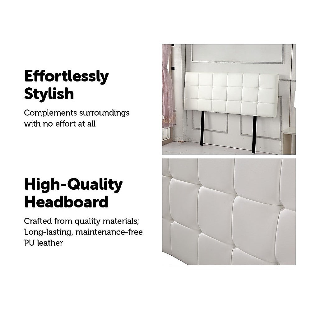 Double Size Deluxe Upholstered Headboard - White | Modern Bed Frame Headboard for Bedroom Decor, Perfect for Master Bedroom, Guest Room & Apartment