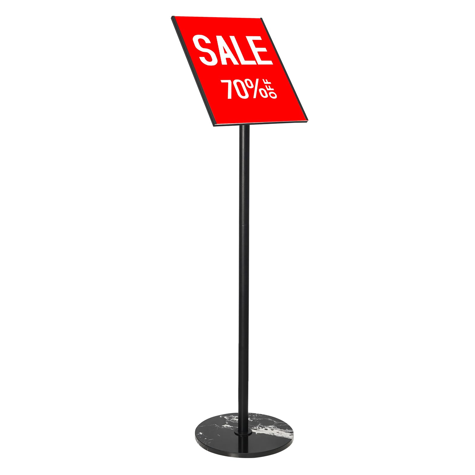 Floor Sign Holder Stand - 8.5 x 11 Inches Marble Base Display Stand for Vertical & Horizontal Posters - Perfect for Retail Stores, Business Shows & Event Signage - Black