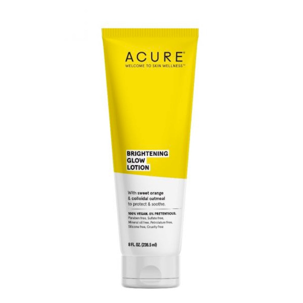 Acure Brightening Glow Lotion 8oz (236ml) - Vitamin C Facial Moisturizer for Radiant Skin | Day & Night Hydration for All Skin Types