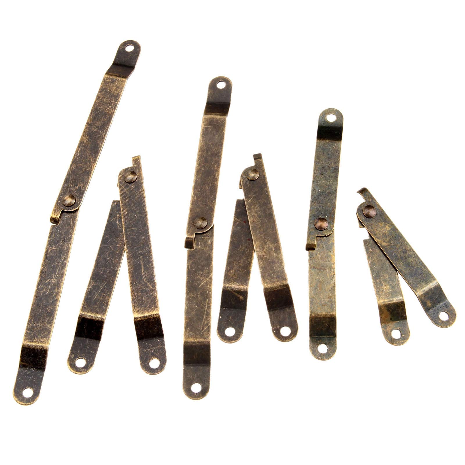 Antique Bronze Self-Installing Furniture Hinges 2PCS - 67x11mm Lid Support Hinges for Cabinet Doors, Kitchen Cupboards & Display Boxes | Durable Stay Hinges for Smooth Opening & Closing | Perfect for Home, Office & Retail Furniture Accessories