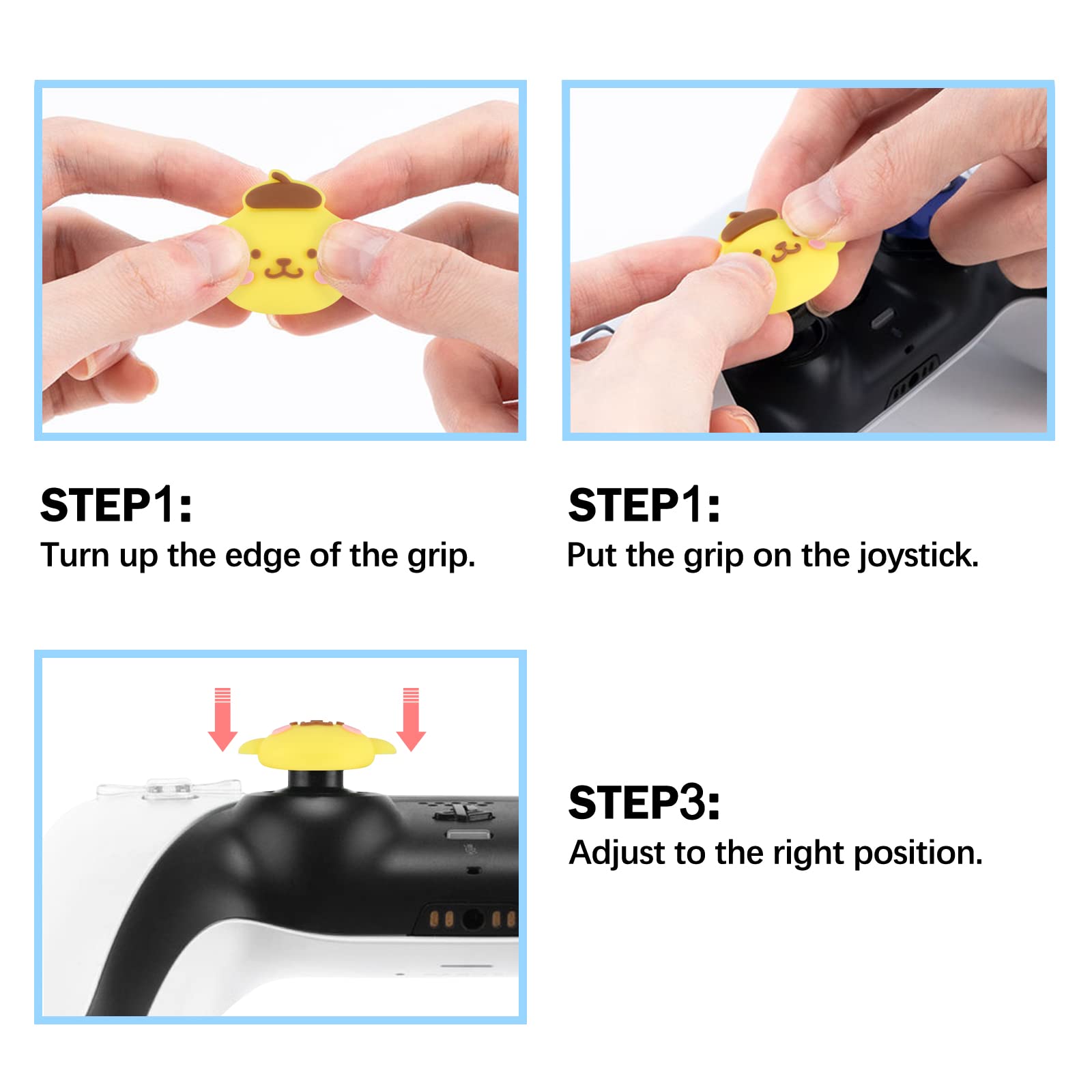 DLseego Anime Themed Soft Silicone Thumbstick Grip Covers for PS5/PS4/Xbox 360/Xbox One Controllers - Cat & Bunny Devil Design (4-Pack) - Protective Joystick Caps for Enhanced Gaming Comfort