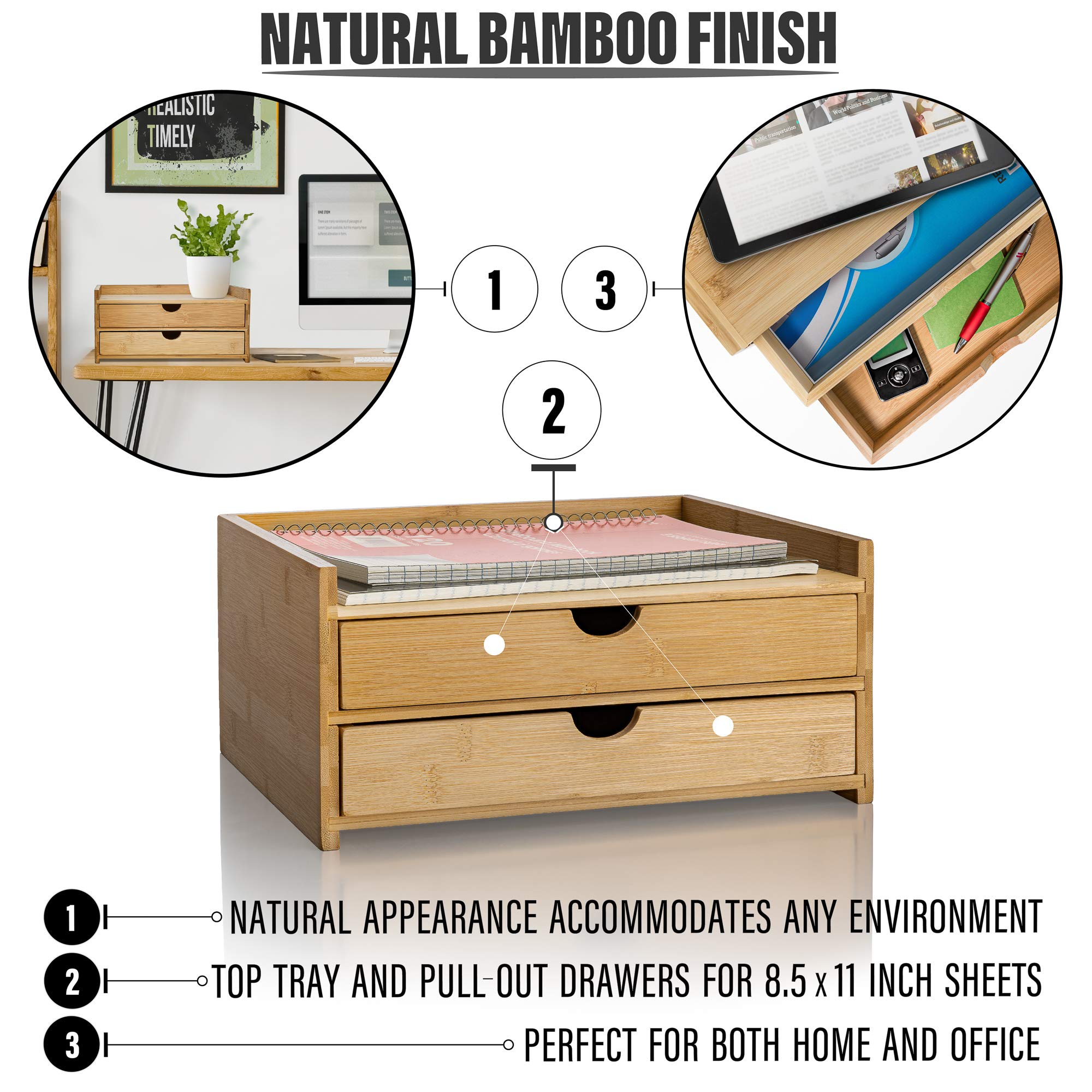 Prosumer's Choice 2-Tier Desk Organizer with Dual Pull-Out Drawers - Compact Countertop Storage for Documents, Papers & Office Supplies - Space-Saving Fully Assembled Office Organization Solution - Perfect for Home Office, Workspace & Study Desk Accessories