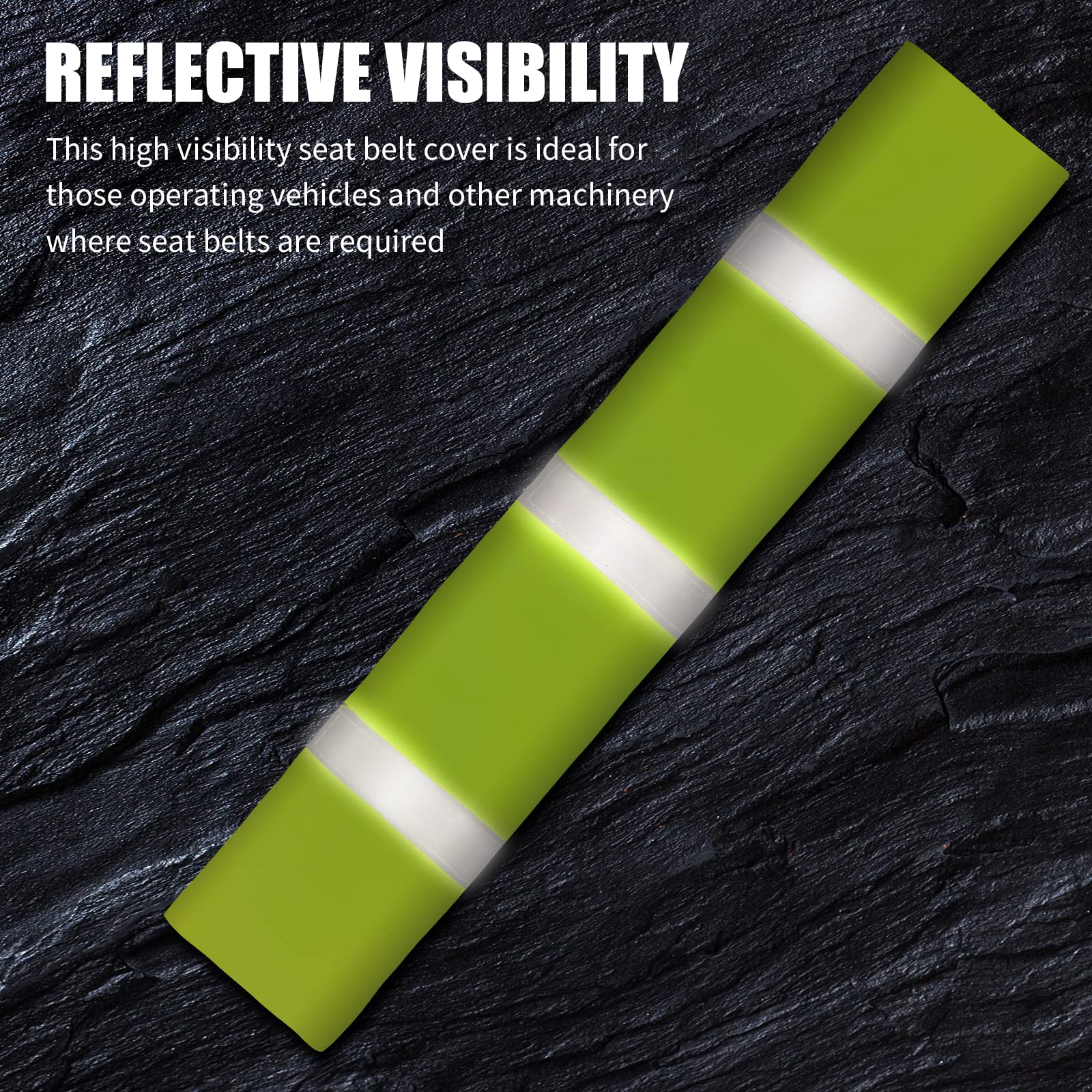 2 Pack High Visibility Reflective Seat Belt Covers - Neon Green & Yellow Safety Belt Protectors for Cars & Trucks (17.7” x 2.7”) | Improve Night Driving Safety & Vehicle Compliance