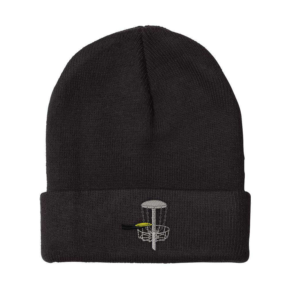 Speedy Pros Acrylic Skull Cap - Winter Beanie for Men & Women with Embroidery Design - One Size Fits All (Black) - Perfect for Disc Golf, Outdoor Sports & Cold Weather Activities