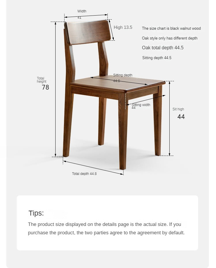 Solid Wood Dining Chairs Set of 4 - Premium Oak, Black Walnut & Ash - Modern Farmhouse Style for Kitchen, Dining Room & Restaurant Use