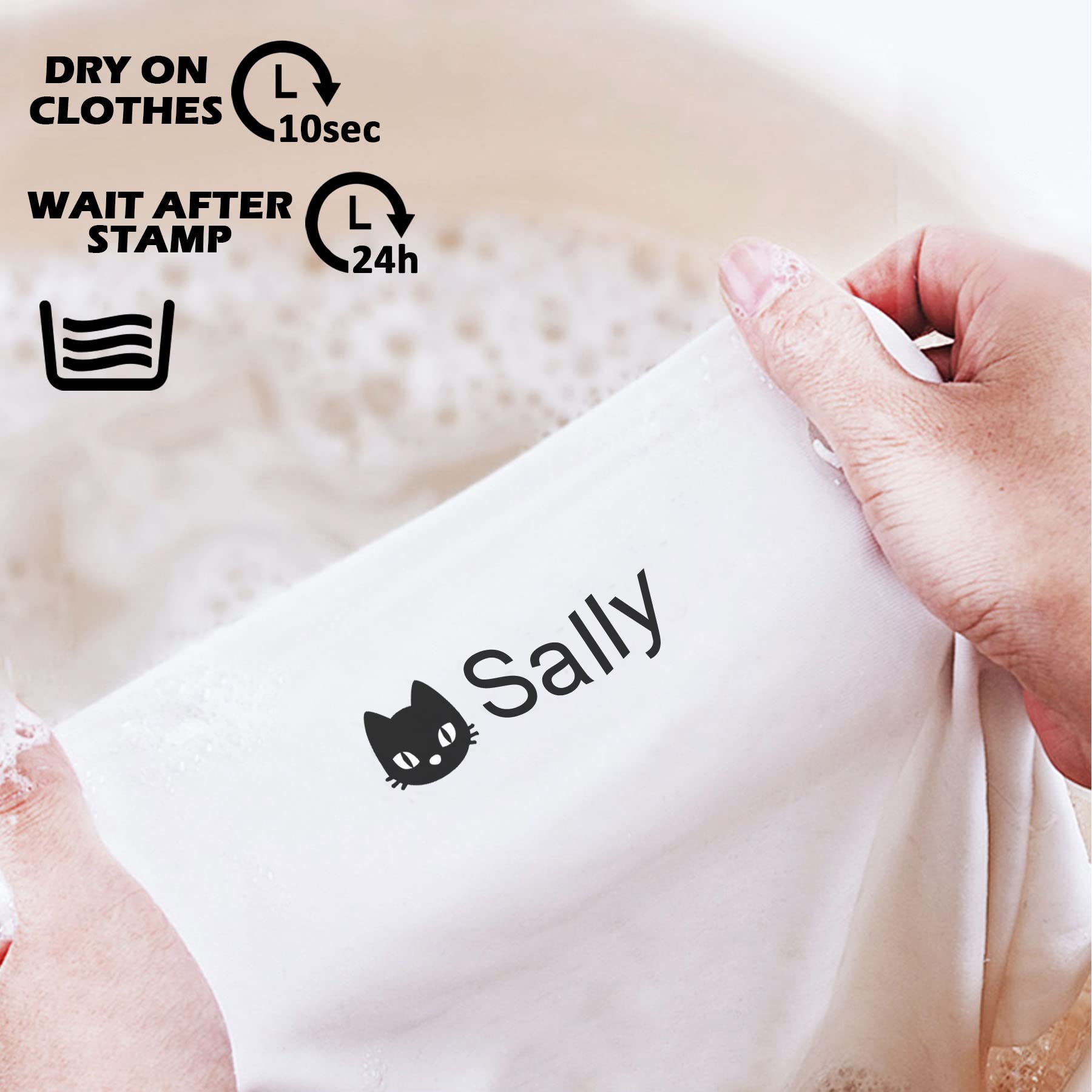 Personalized Kids Name Stamp for Clothing - Custom Washer & Dryer Safe Labels for Preschool, Daycare & Nursing Home - Cartoon Theme Green - Perfect for Organizing School Uniforms, Laundry & Belongings